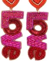 Allie Beads Love Beaded Drop Earrings In Red/pink In Multi