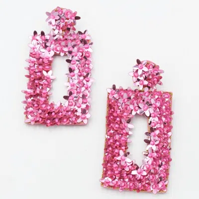 Allie Beads Mini Flower Bar Earrings In Pink