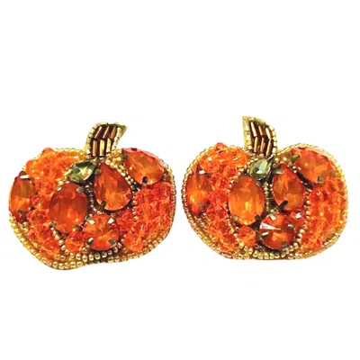 Allie Beads Pumpkin Earrings In Orange