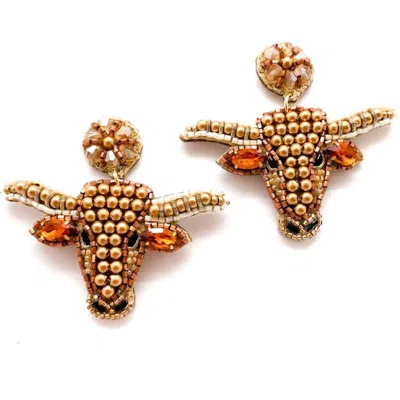 Allie Beads Steer Earrings In Gold