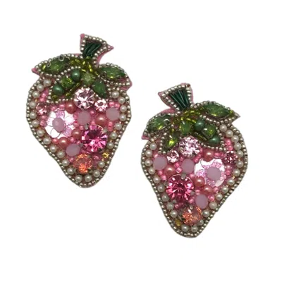 Allie Beads Strawberry Stud Earrings In Pink