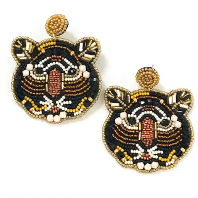 Allie Beads Tiger Earrings In Black