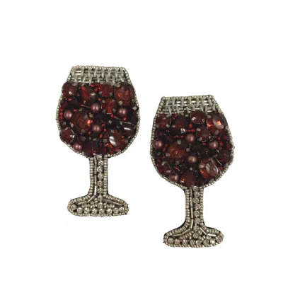 Allie Beads Wine Glass Earrings In Red