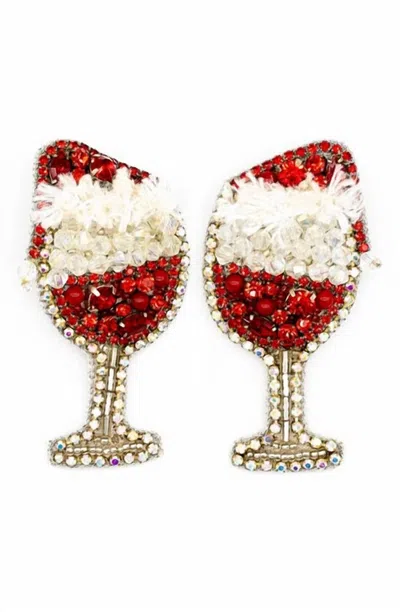 Allie Beads Wine + Santa Hat Earrings In Red