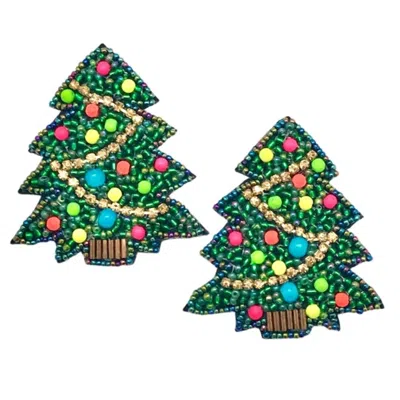 Allie Beads Women's Christmas Tree Earrings In Green