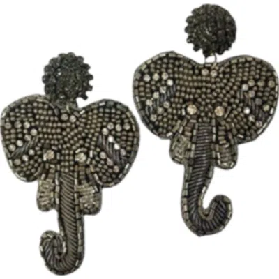 Allie Beads Women's Elephant Earrings In Grey