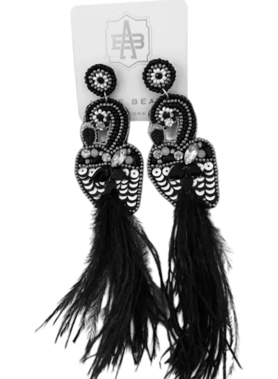 Allie Beads Women's Flamingo Accent Feather Earrings In Black