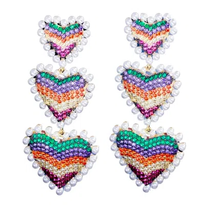Allie Beads Women's Pave Triple Hearts In Multi