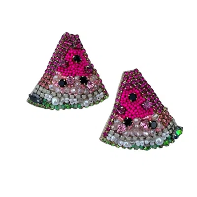 Allie Beads Women's Watermelon Earrings In Pink