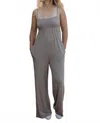 Allie Rose Bailey Babydoll Jumpsuit In Olive Brown In Multi
