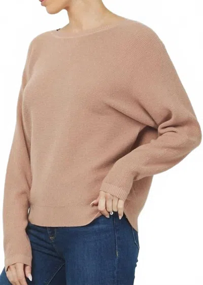 Allie Rose Blush Waffle Sweater In Brown