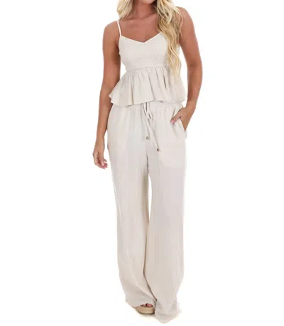 Allie Rose Chasing That Feeling Linen Top In Natural In White