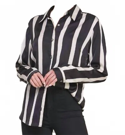 Allie Rose Chic Couture Striped Blouse In Black White