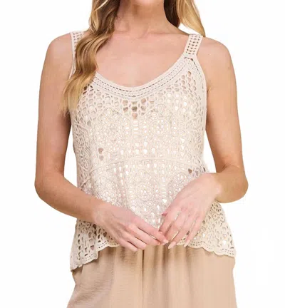 Allie Rose Crochet Knit Tank Top In Natural