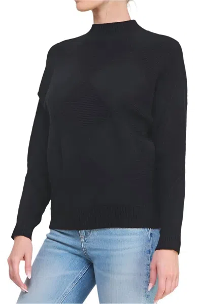 Allie Rose Diamond Knit Sweater In Black