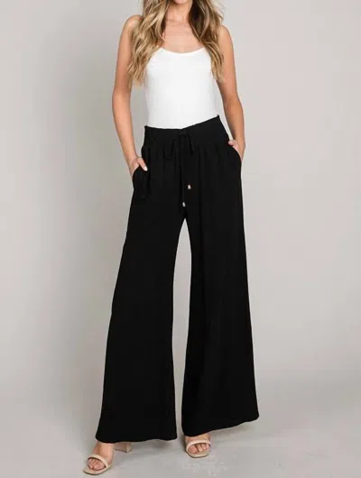 Allie Rose Drawstring Wide Leg Pant - Plus In Black