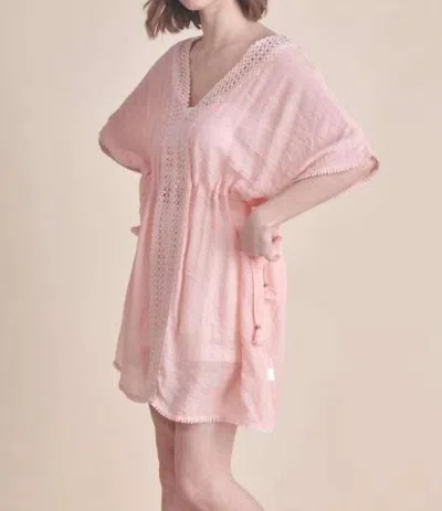 Allie Rose Floral Woven Cover-up Top In Pink