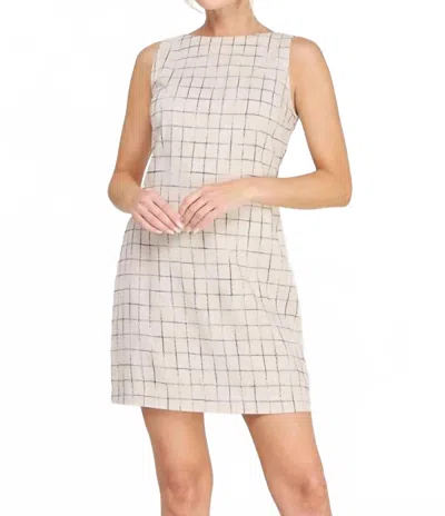 Allie Rose Grid Pattern Mini Dress In Natural In Beige