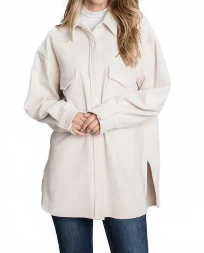 Allie Rose Helena Soft Corduroy Shirt Jacket In Cream In White