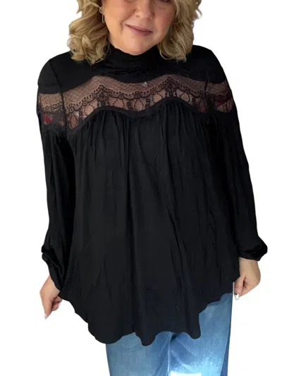 Allie Rose Holiday Moments Lace Detailed Top In Black