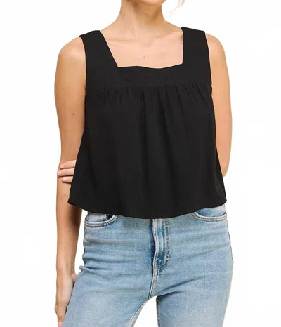 Allie Rose Kenzie Square Neckline Gathered Tank Top In Black