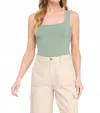 Allie Rose Kit Smooth Tank Bodysuit In Sage In Green
