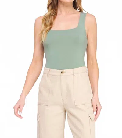 Allie Rose Kit Smooth Tank Bodysuit In Sage In Green