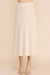 Allie Rose Knitted Textured Rib A-line Midi Skirt In French Vanilla