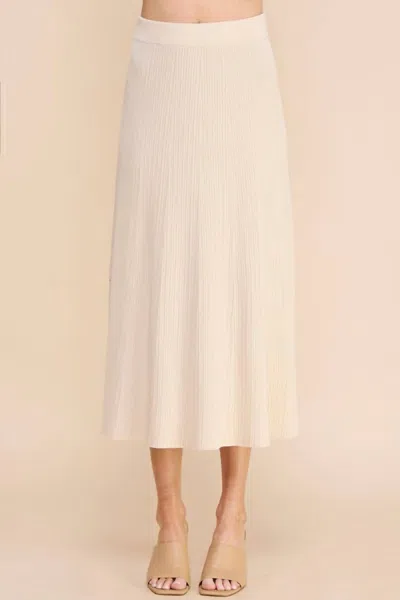 Allie Rose Knitted Textured Rib A-line Midi Skirt In French Vanilla