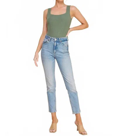Allie Rose Lily Square Neck Bodysuit In Ivy In Green