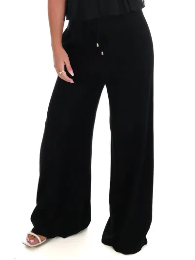 Allie Rose Little Luxuries Linen Wide Leg Pants In Black