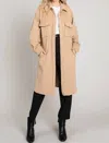 Allie Rose Long Solid Cord Shacket In Camel In Brown