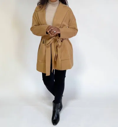 Allie Rose Luxe Wrap Coat In Camel In Yellow