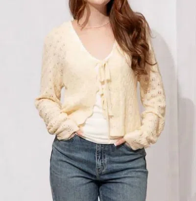 Allie Rose Lydia Cardigan Sweater Top In Off White