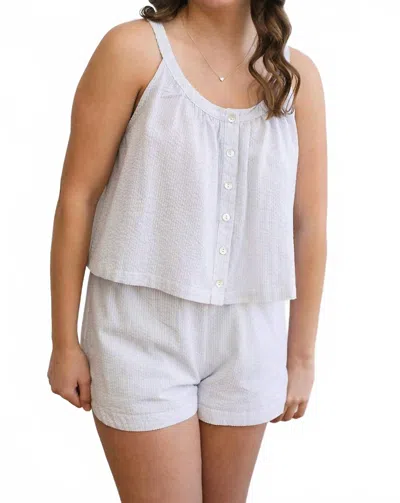 Allie Rose Ollie Button Down Tank Top In Blue White