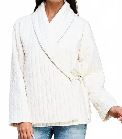Allie Rose Ophelia Quilted Wrap Tie Jacket In Ivory In White