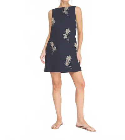 Allie Rose Palm Breeze Embroidered Midi Dress In Navy In Blue
