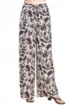 Allie Rose Palms Satin High Waist Pants In Black Palm In Black