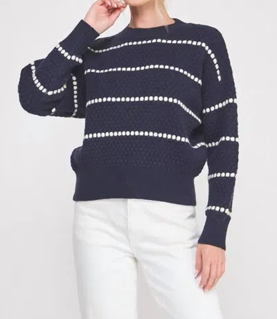 Allie Rose Pebbled Stripe Sweater In Blue