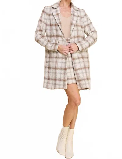 Allie Rose Plaid Boucle Coat In Ivory In Neutral