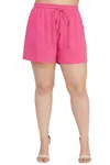 Allie Rose Plus Size Linen Shorts In Pink