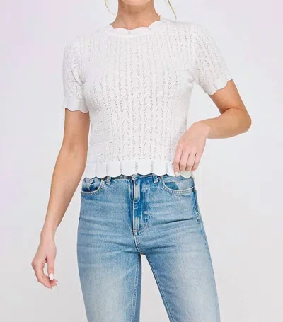 Allie Rose Pointelle Knit Top In Off White
