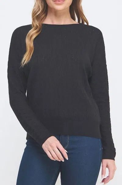 Allie Rose Pointelle Sweater In Black