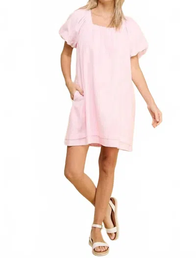 Allie Rose Pretty Little Things Puff Sleeve Dress In Pink