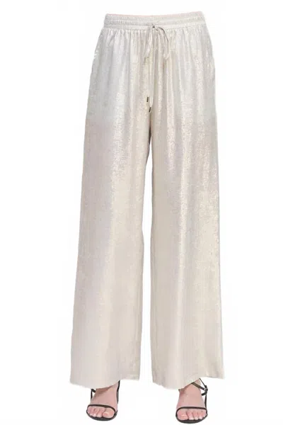 Allie Rose Satin Wide Leg Pant In Silver