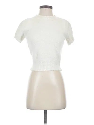 Pre-owned Allie Rose Short Sleeve Turtleneck In White
