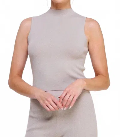 Allie Rose Sleeveless Mock Neck Tank Top In Silver Mist In Neutral