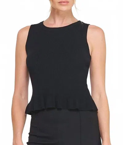 Allie Rose Sleeveless Peplum Knit Top In Black