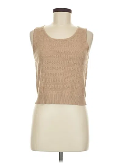 Pre-owned Allie Rose Sleeveless Top Tan Boatneck Tops