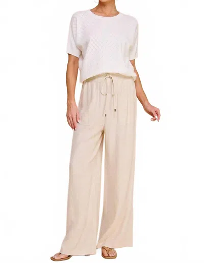 Allie Rose Soft Linen Wide Leg Pants In Natural In Neutral